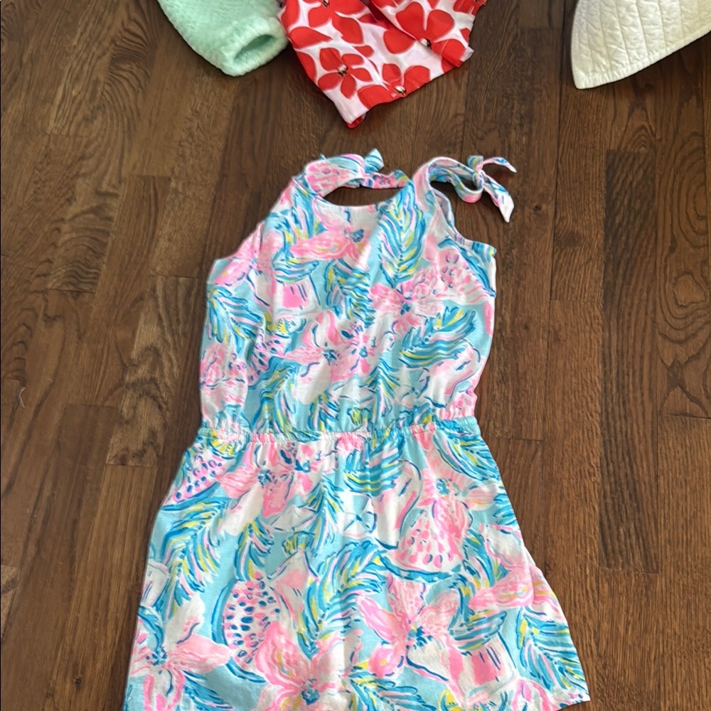 Colorful Tropical Print Halter Dress